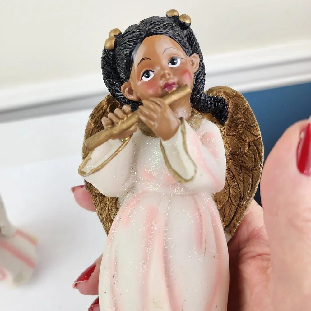 African American Choir Angels Set of Two Figurines